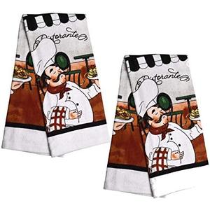 Home Collection Classic Kitchen Dish Towels - Set of 2, 15" x 25", 59% Cotton, 41% Polyester (Chef)