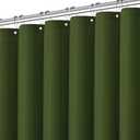 PANGSINNE Deep Green Shower Curtain - Waffle Weave Fabric Heavy Duty Shower Curtain for Bathroom, Water Repellent Weighted 256GSM Hotel Quality Machine Washable Bath Curtains with 12 Hooks, 72Wx72H