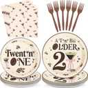 96 Pcs Espresso Martini Happy 21st Birthday Decorations Martini A Tini Bit Older Paper Plates and Napkins Twentini One Tableware Set for Girls Women 21st Birthday Bachelorette Party Supplies, Serves 2