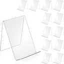 12 Pack Acrylic Book Stand, 4x5 Inch Clear Book Display Easel Clear Acrylic Holder for Displaying Picture Notebooks, Music Sheets Artworks, CDs