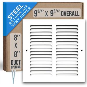 Fits 8x8 Duct Opening | Steel Return Air Grille by Handua | Vent Cover Grill for Sidewall and Ceiling | White | HVAC Cold Air Intake Grille | Outer Dimensions: 9.75"W X 9.75"