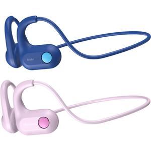 Kids Bluetooth Headphones, Bluetooth 5.4 Air Conduction Open Ear Headphones, Ultra-Light, Stereo Sound with Mic, IPX5 Waterproof, 15H Playtime-Blue and Pink