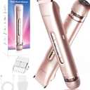 Bikini Trimmer for Women 2 in 1, Dual Head Womens Electric Shaver, Electric Razors for Pubic Hair, IPX7 Waterproof Rechargeable Facial Hair Removal for Shaving Underarm Leg Arm Body Face, Rose Gold