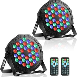 LED Stage Lights 2Pack - Czgor 36W RGB DJ Par Lights with Sound Activated Auto Play by Remote & DMX Control Uplights for Events Wedding Party Club Christmas Party Lighting