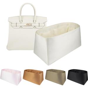 Organizer Insert for Birkin 30, Satin Inner Bag Organiser(Size: BK30, Color: Craie)