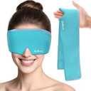 Cooling Eye Mask for Puffy Eyes, Headache and Migraine Relief Gel Eye Mask, for Headache, Puffiness, Eye Strain, Sinusitis & Post-Surgery Care  Large Soft Reusable Cold Eye Compress (Pale Blue)