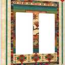 Decorative Outlet Covers Native American African Afro 2 Gang Light Switch Cover Double Rocker Wall Plate Outlet Covers Faceplate for Home Bedroom Decor2 Pack