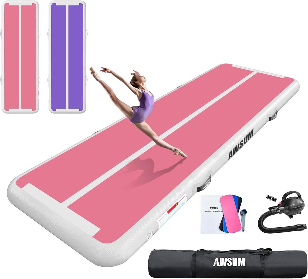 AWSUM 20ft x 3.3ft x 4in Large Air Tumbling Track with Pump for Training
