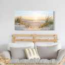 SD SOFT DANCE Canvas Wall Art Beach Picture: Coastal Sunset Painting Decor Ocean Seascape Artwork Sea Seaside Dunes Grass Print for Living Room Bedroom Bathroom 40 x 20 Inch