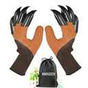 Pack of 3 HHSZZY Gardening Gloves with Claws, Waterproof, Breathable, for Digging Planting, Puncture Resistant, Best Gifts for Women. (Brown)