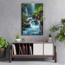 Nature Waterfall Canvas Wall Art Living Room Wall Decor Zen Room Decor National Park Picture Glacier Virginia Falls Landscape Poster Forest Painting Artwork Home Bedroom Office Decorations 24"L x 36"W, ZRPB06