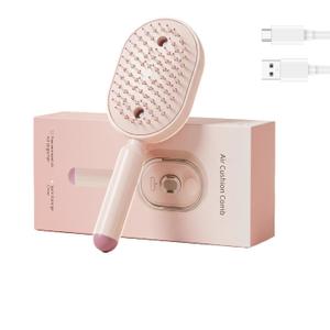Electric Spray Massage Hair Brush,2026 Upgrade Air Cushion Brush Rechargeable Hair Straightener for Anti Static Reduce & Frizz, Adds Moisture (Pink)