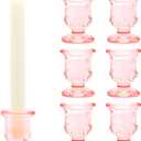XXXFLOWER Candle Holder Taper Candle Holders Glass Candlestick Holders for Valentine's Day Wedding Party Birthday Holiday Dcor Candelabra for Table Centerpiece Home Decor Gift(6 Pcs,Pink)