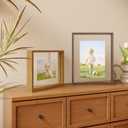Egofine 11x14 Floating Frames Set of 2, Double Plexiglass Picture Frame, Made of Solid Wood Display Any Size Photo up to 11x14, Wall Mount or Tabletop Standing, Brown