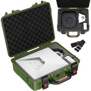Starlink Mini Case, Waterproof Green Starlink Mini Hard Case with Portable Strap, Precision Cut Foam for Starlink Accessories, Starlink Bag for Travel Outdoor Camping Hiking