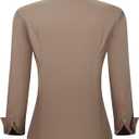 Esabel.C Womens Dress Shirts Cotton Long Sleeve Stretch Button Down Blouse | Cotton for Soft, Regualr Fit, Comfortable, Button Up Contrast Collar, No-iron, Ideal for Work, Casual & Daily Wear (Brown, L)