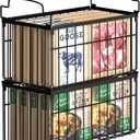 MSERCUOR Freezer Organizer Bins, 2 Pack Stackable Deep Chest Freezer Organizer Bins, Foldable Freezer Baskets with Handles, Black Freezer Storage Organizer Baskets for 5/ 7 Cu.FT Sort Frozen Meats