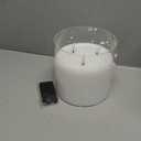 Eywamage 3 Wick Clear Glass Flameless Candle with Remote, Large Flickering LED Battery Pillar Candle  6" H 6"
