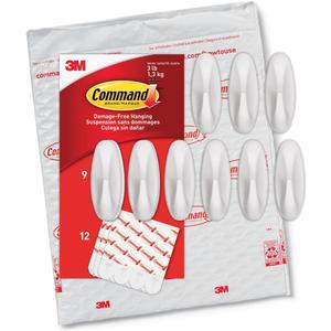Command Medium Designer Hooks, Damage Free Hanging Wall Hooks with Adhesive Strips, No Tools Wall Hooks for Hanging Decorations in Living Spaces, 9 White Hooks and 8 Command Strips
