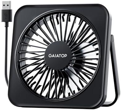 Gaiatop USB Desk Fan, 5 Inch Small Portable Table Desktop Fans with Strong Wind Ultra Quiet 3 Speeds and 180° Tilt Folding, Mini Personal Cooling Essentials For Office Home Bedroom Dorm Kitchen Black