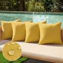 MIULEE Pack of 4 Decorative Outdoor Throw Pillow Covers Linen Waterproof Pillow Covers Farmhouse Cushion Cases for Patio Garden Tent Balcony Couch Sofa 18x18 inch Yellow (18" x 18" (Pack of 4))