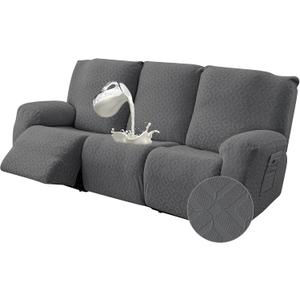 Gennia Waterproof Recliner Sofa Cover,Stretch Reclining Couch Covers with Pockets,Washable Lazy Boy Recliner Slipcovers,Leakproof Sofa Protector for Kids, Pets, Dog and Cat (3 Seat, Dark Gray)