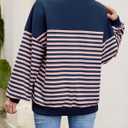 HEYTALALA Womens Oversized Striped Sweatshirts Y2K Long Sleeve Crewneck Sweater Color Block Drop Shoulder Loose Pullover Tops (S)