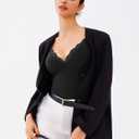 REORIA Women's Lace Trim V-Neck Bodysuit Spaghetti Straps Sexy Outfit 2025 Spring/Summer Designer Collection (M)