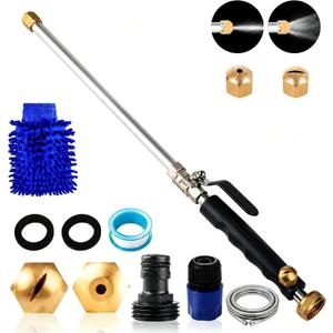 Upgraded Jet Nozzle Power Washer for Garden Hose, 2-in-1 Jet Nozzle High Pressure Hose Nozzle with 2 Different Nozzles and Hose Quick Connectors for Car Washing Patio Garden Outdoor Cleaning（Black）