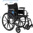 Medline 20 K3 Height Adjustable Wheelchair with Swing-Back Desk-Length Arms & Swing-Away Footrests, 300 lbs. Capacity Transport Aid, Adults & Seniors