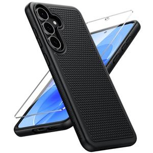 FNTCASE for Samsung Galaxy S25 FE Case - Military Grade Drop Protection, 14ft Drop Tested, Screen Protector Included, Anti-Slip Anti-Fingerprint TPU+PC Shockproof Phone Case Cover for S25FE (Black)