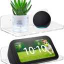 Wall Mount Floating Shelves for 2 Pcs Security Camera Shelf Mini Speaker Other Small Items in Bedroom Bathroom Kitchen Living Room Clear Mini Shelf Flexible Use for Wall Space(L)