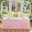 6 Pack Pink Spandex Tablecloths for Rectangle Tables 6 Foot Pink Stretch Table Cloth Rectangle 6ft Elastic Fitted Table Cover with Skirt for Wedding Baby Shower Girl Birthday Party Banquet Buffet, 72" x 30"