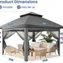 Driftalia 13x13 Pop Up Gazebo, Instant Outdoor Gazebo with Mosquito Netting, Vented Roof and Carry Bag for Patio, Garden & Backyard - Dark Gray