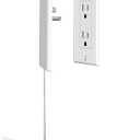 3FT Ultra Flat Plug Extension Cord Power Strip with 3 Outlets, Patented Detachable Ultra-Thin Outlet Cover Concealer & Ultra-Flat Plug, Max. 13A 125V 1625W ETL Listed, White Color (3 FT, White-DOWN)