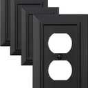 Classic Architecture Wall Plates,Light Switch covers, Electrical Outlet Covers, Duplex receptacle wall plates,Mid Size Bamboo Fiber Material Switch plates Matte Black (1 Gang Duplex 4PK)