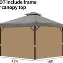 Gazebo Privacy Curtains 10' x 12' with Zipper 4-Panels Side Wall Universal Replacement for Patio, Outdoor Canopy, Garden and Backyard (Curtain Only)