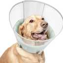 Dog Cone Collar with Snap-on Detachable Soft Liner, Lightweight Transparent Elizabethan Alternative to Stop Licking, for Spay Neuter Surgery Recovery, for Medium Large (Green,L)