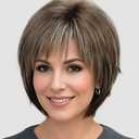 SEVENCOLORS Short Hair Wigs with Bangs Dark Brown Mixed Blonde Pixie Cut Wig for Women Straight Synthetic Fiber Wigs