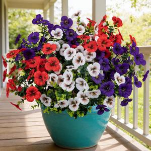 Artificial Faux Pansy Plastic Silk Flowers Fake Plants for Outdoor,6 PCS