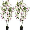 VIGGDA Artificial Tree Faux Bougainvillea Tree 4ft Tall Fake Bougainvillea Plant in Pot Fake Silk Tree Faux Plants Indoor(2pack)