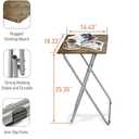 Tv Trays Folding Tv Table, Dinner Table for Eating with Sturdy Metal Frame, Small Foldable Snack Trays Table for Living Room, Couch,Sofa, Bed, No Assembly Required (3D BLACK WOOD 2-Piece set)