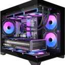 Micro-ATX Gaming PC Case with 270 View Tempered Glass, Pre-Installed 2 PWM ARGB Fans & Magnetic Filter, Supports 420mm GPU and 360mm AIO Cooler, Standard ATX PSU