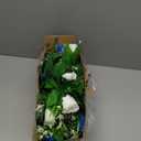 Artificial Cemetery Flowers, Gravesite Decoration Roses, Memorial Bouquets with Cemetery Vase, Vibrant and Long-Lasting Colors (Dark Blue+White, 2 Bundles)