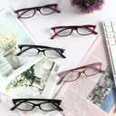 5 Pack Rectangular Reading Glasses for Women, Lightweight Full Frame Readers