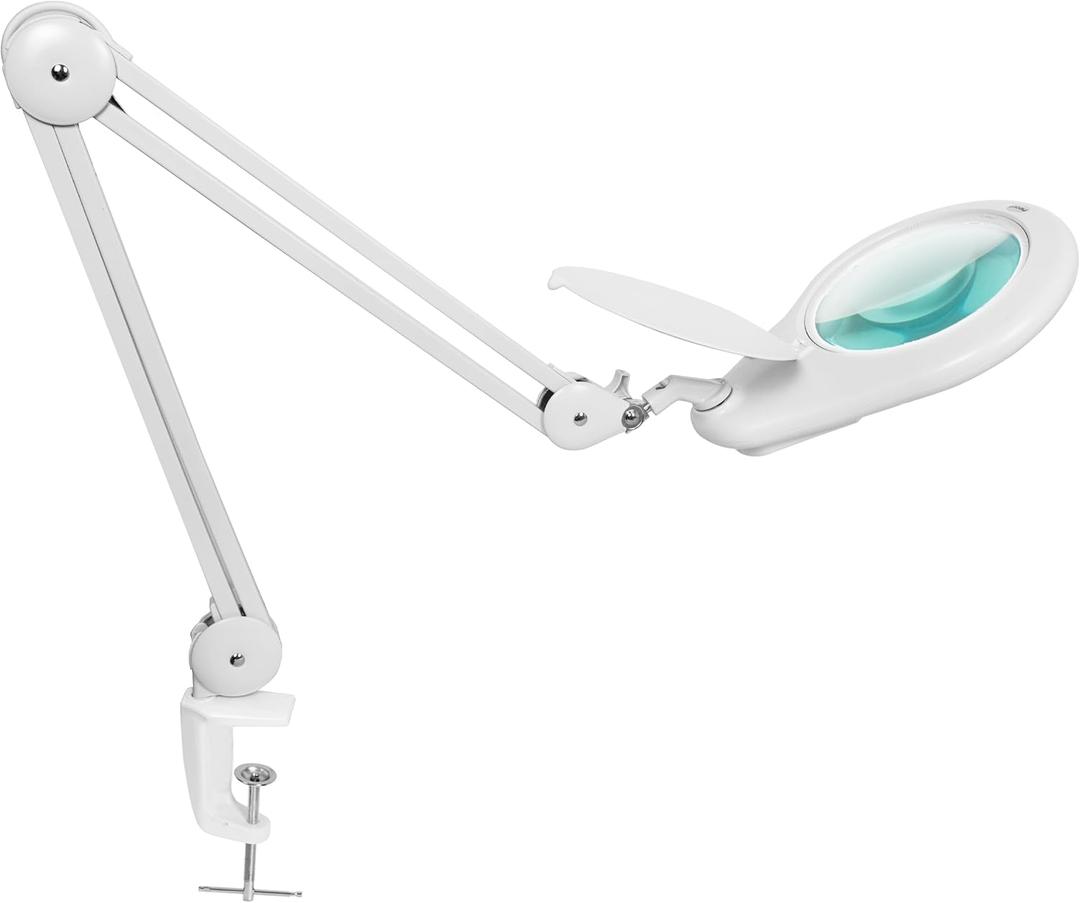 Neatfi Elite XL HD Super LED Magnifying Lamp with Clamp  7 Glass Lens, 5-Diopter, 6500K Daylight | Glare-Free, Adjustable Arm | Reading, Sewing & Crafting (7 Inch Lens, White)