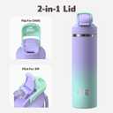 OISIZ Insulated Water Bottle 24 oz with 2 in 1 Spout and Straw Lid, One Click Safety Lock,100% Leakproof ,Keep Cold 24H,Vacuum Stainless Steel Water Bottle for School, Travel and Sports, Dishwasher Safe, Lavender