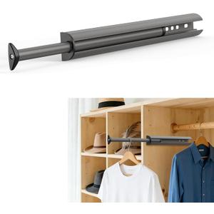14-Inch Valet Rod for Closet Pull Out, Azcom Hanging Telescoping Clothes Rod, Adjustable Clothes Rod-Blue Gray