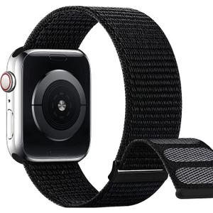 SimpleThings Compatible with Kids Apple Watch Bands, Nylon Hook and Loop for K12 Boy Girl Small Wrist iWatch Series 9 8 7 6 5 4 3 SE SE2 SE3 (Black)