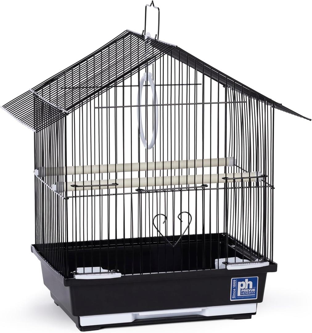 Prevue Pet Products Parakeet Manor Bird Cage with Handle for Home or Travel, Black